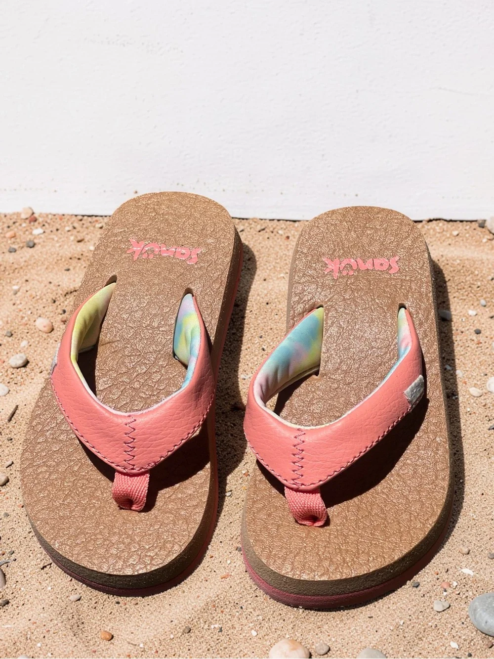 Sanuk Toddler Yoga Mat Sandals in Coral Pink Tie Dye | Size 7-8